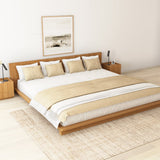 Sierra Vista Teak Wood Platform Bed with Vertical Slat Headboard