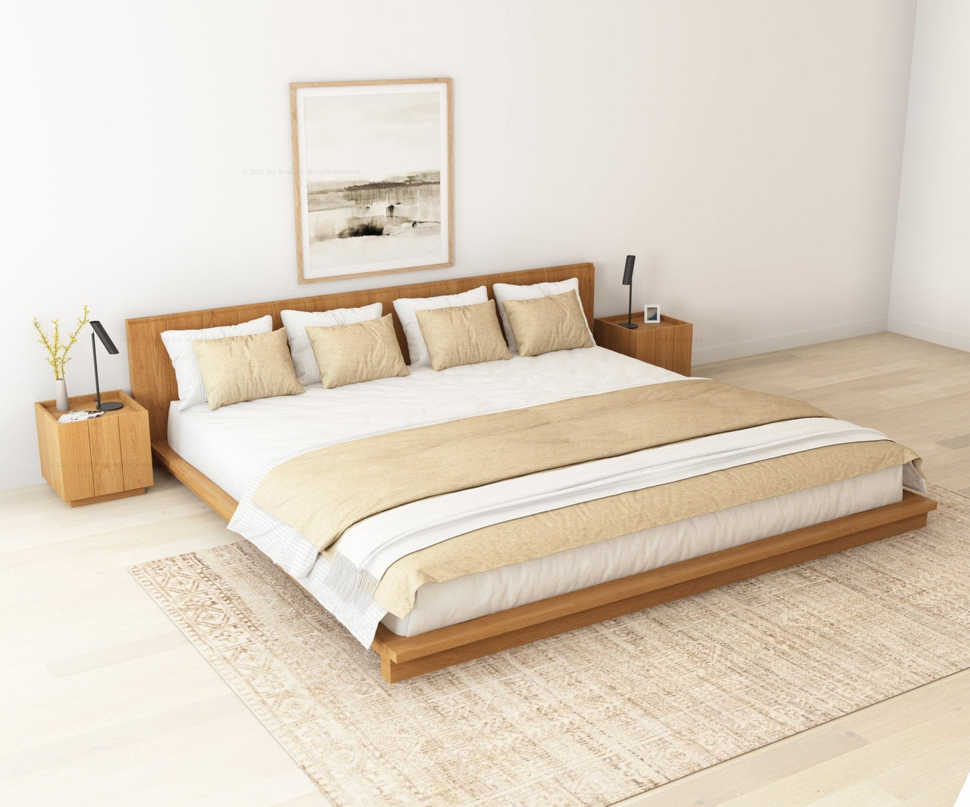 Sierra Vista Teak Wood Platform Bed with Vertical Slat Headboard - detail view 6