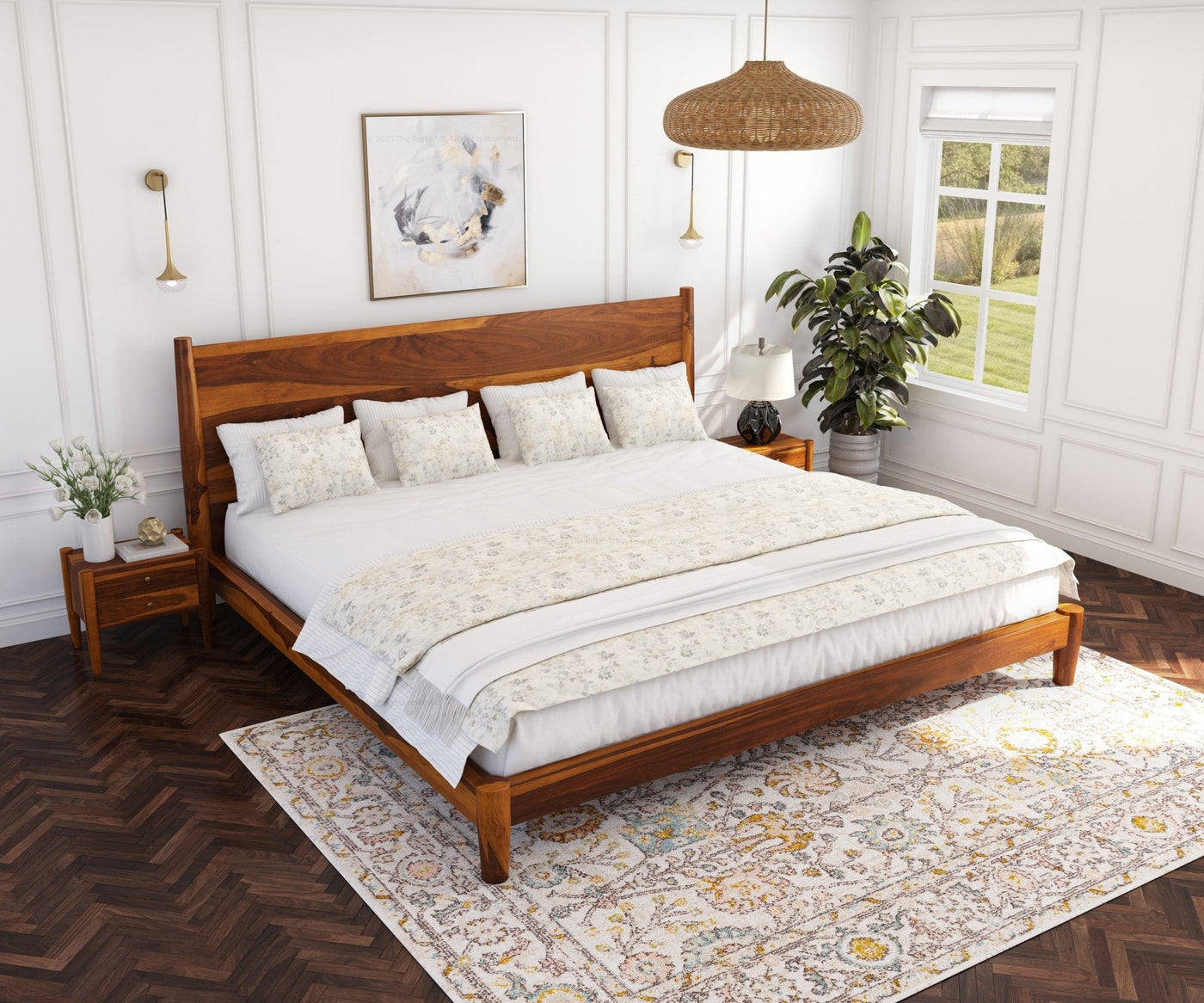 Searcy Solid Wood Platform Bed with Headboard & Slats - detail view 11