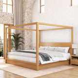 Orlando Solid Wood Canopy Platform Bed with Tall Headboard