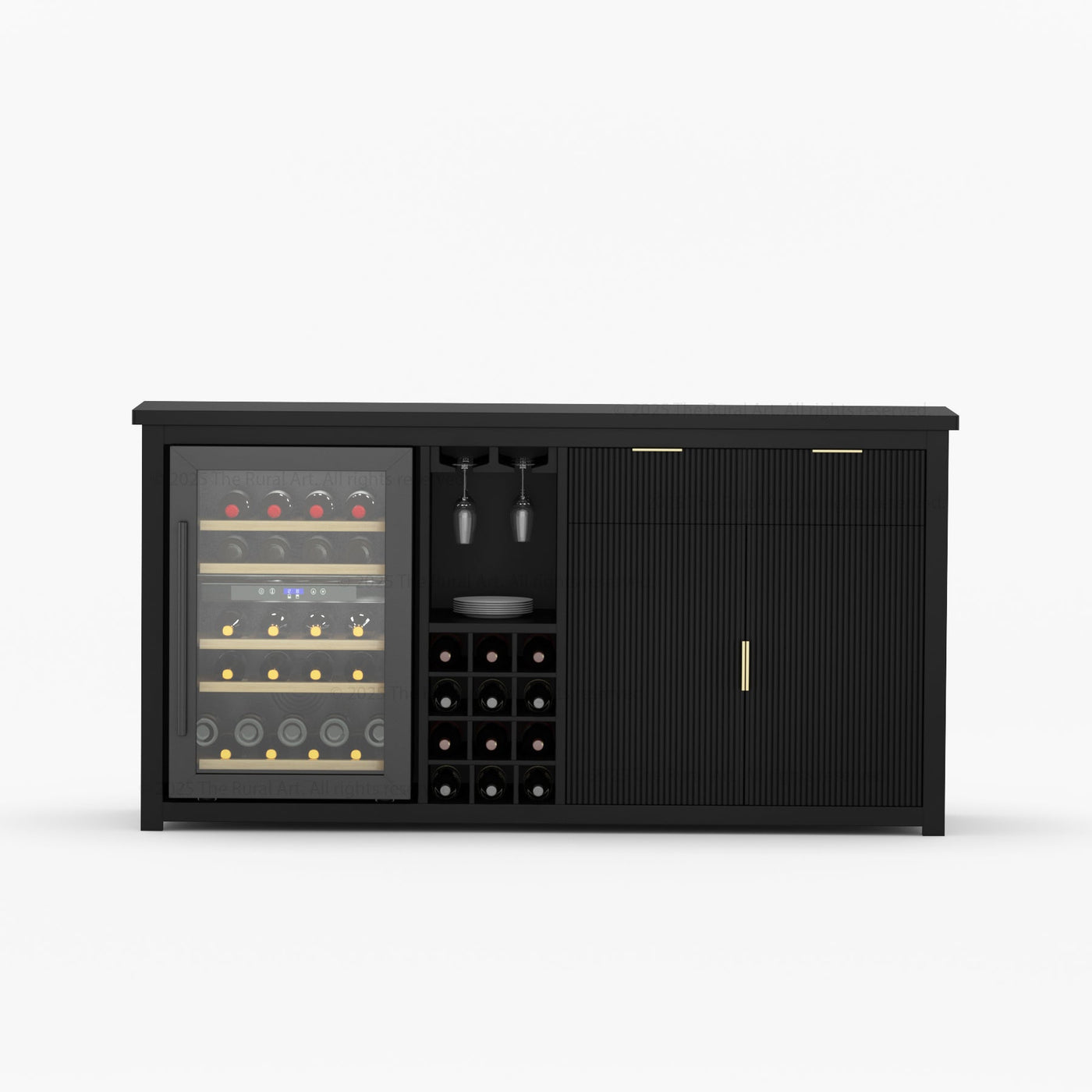 Sonoma Modern Black Bar Cabinet with Mini Fridge Space - alternate view