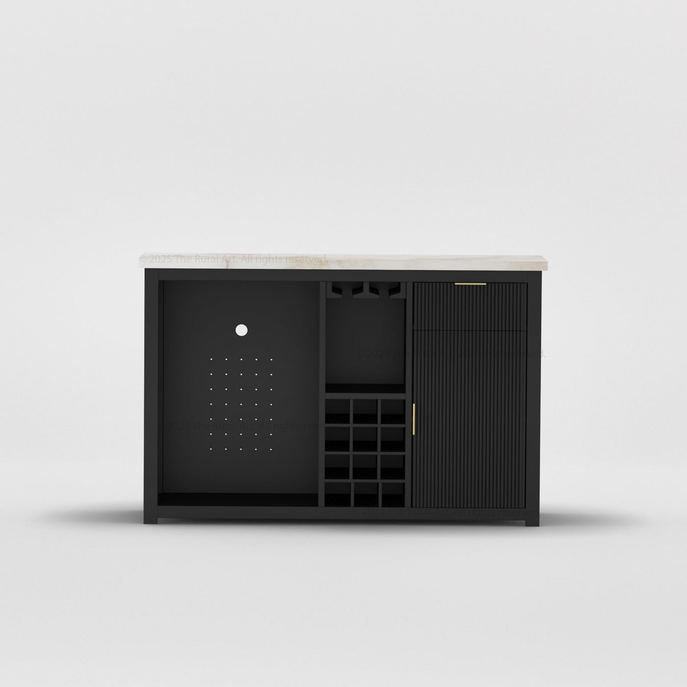 Sonoma Modern Black Bar Cabinet with Mini Fridge Space - detail view 18