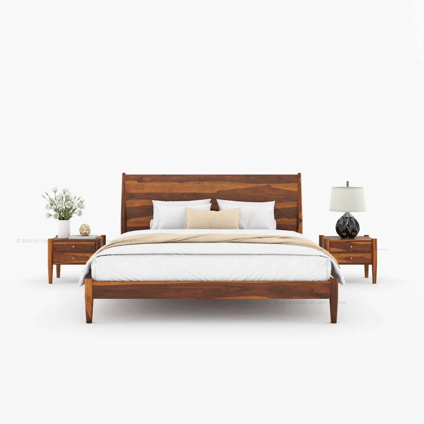 Searcy Solid Wood Platform Bed with Headboard & Slats - alternate view