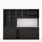Girtin Solid Wood Wine & Coffee Bar Hutch with White Quartz Countertop - 99” Width
