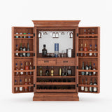 Melinda Solid Wood Bar Cabinet with Storage & Wine Rack