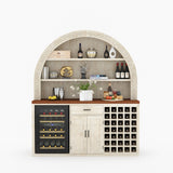 Napa Arched Solid Wood Large Bar Cabinet with Open Shelves and Fridge Space