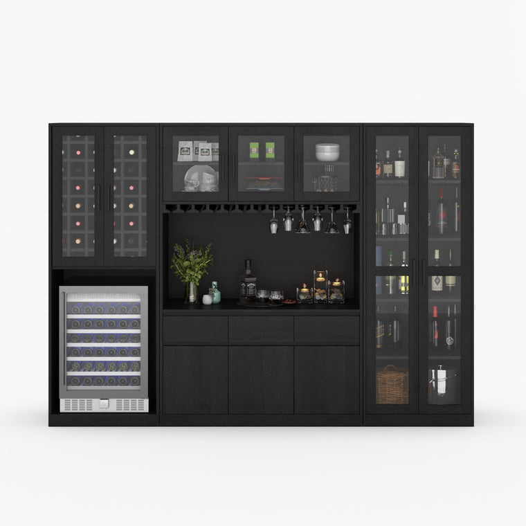 Brooklyn Solid Wood Wine Bar Cabinet with Mini Fridge Space - alternate view