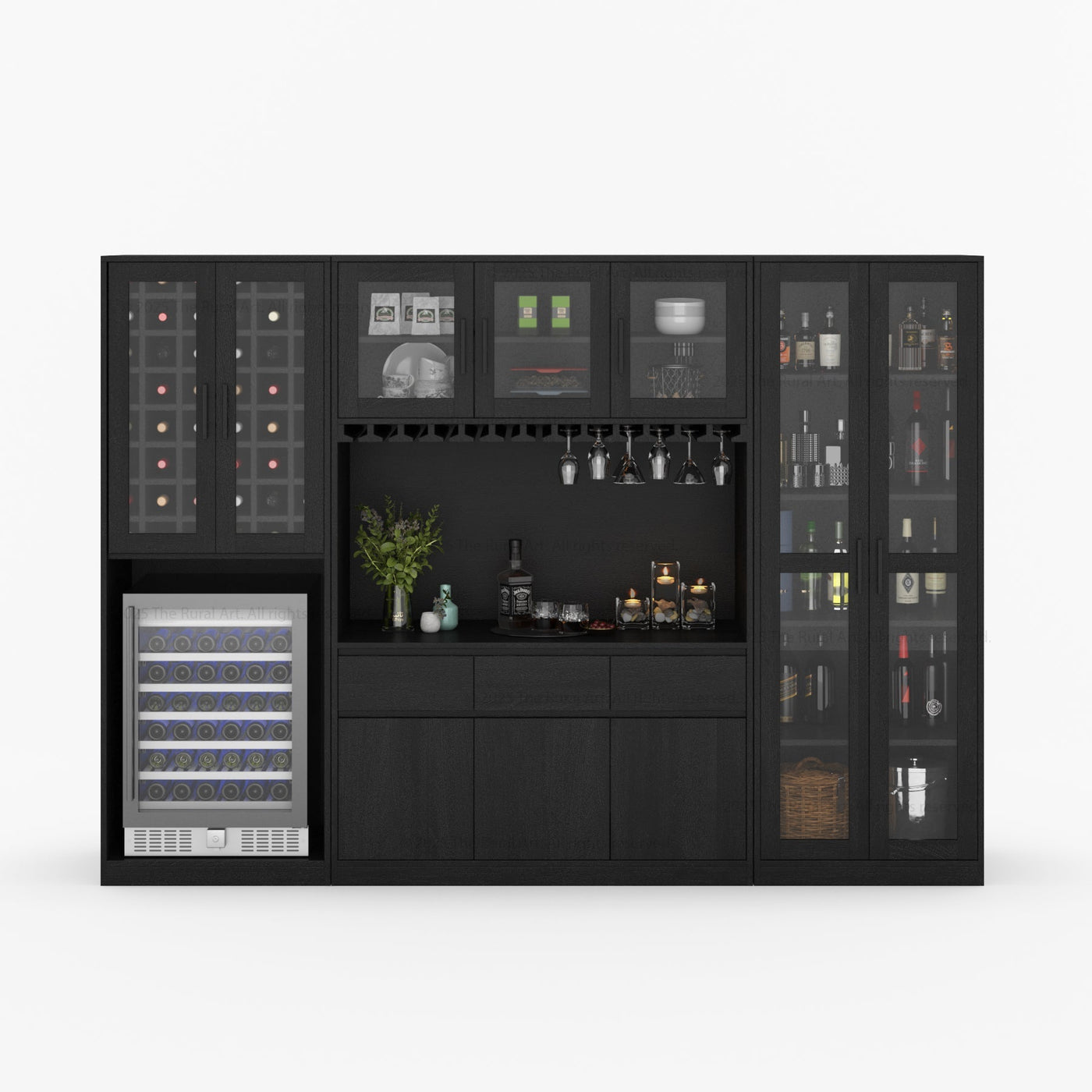 Brooklyn Solid Wood Wine Bar Cabinet with Mini Fridge Space - alternate view