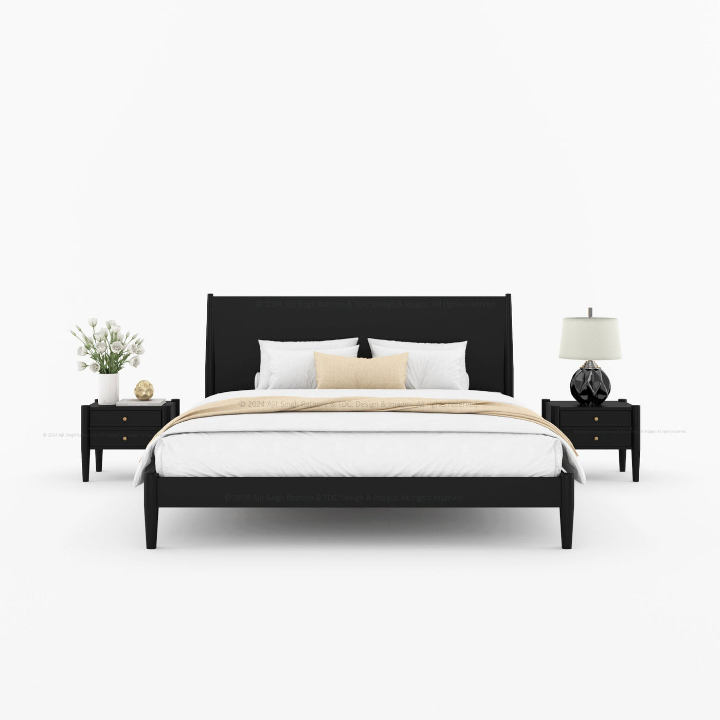 Searcy Solid Wood Platform Bed with Headboard & Slats - detail view 4