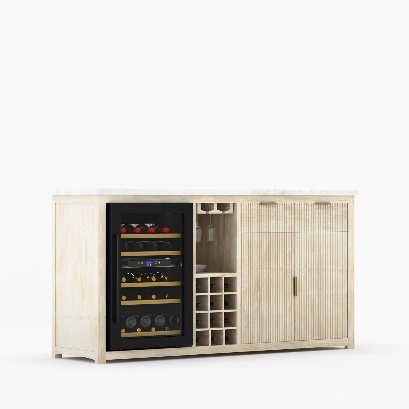 Sonoma Modern Black Bar Cabinet with Mini Fridge Space - detail view 24