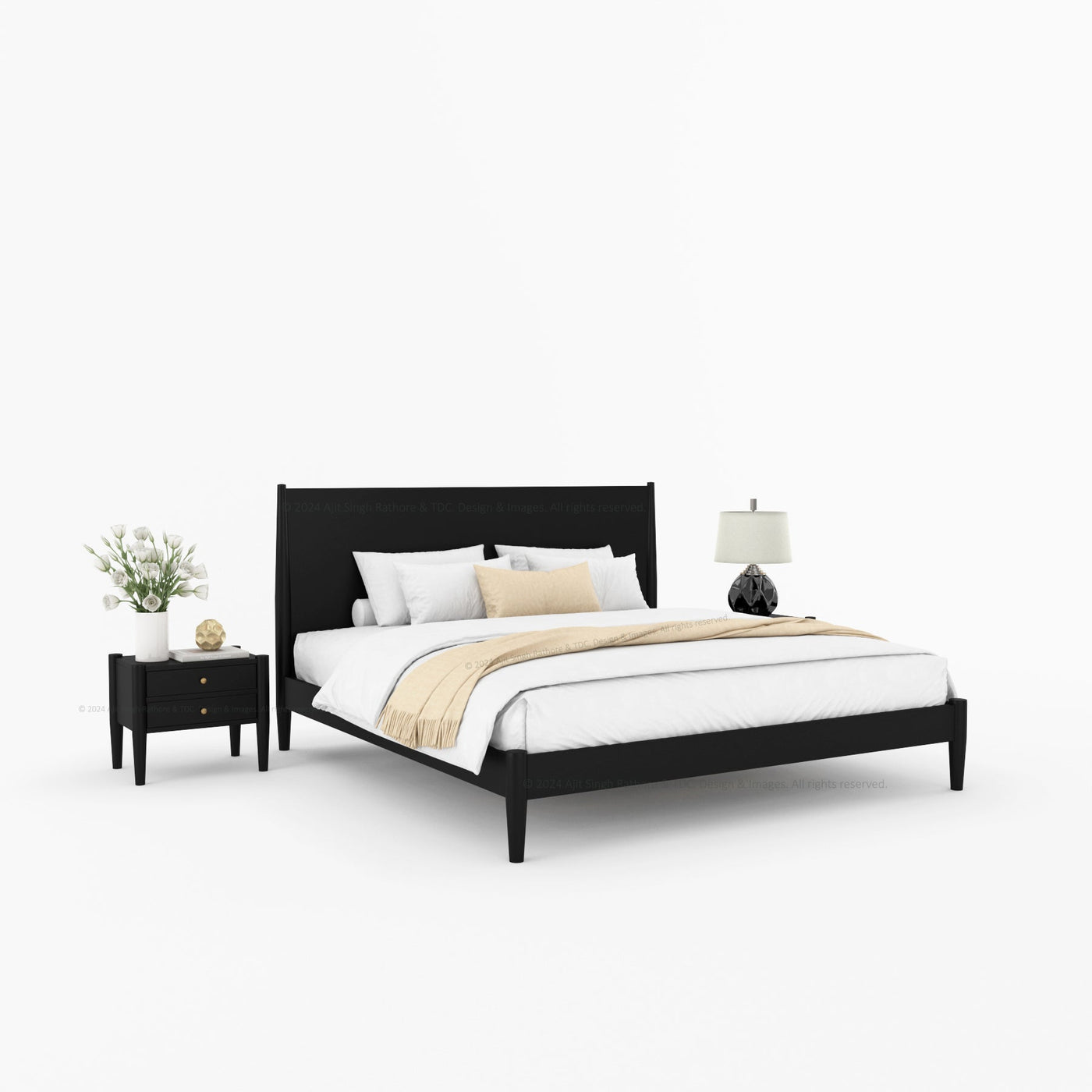 Searcy Solid Wood Platform Bed with Headboard & Slats - detail view 5