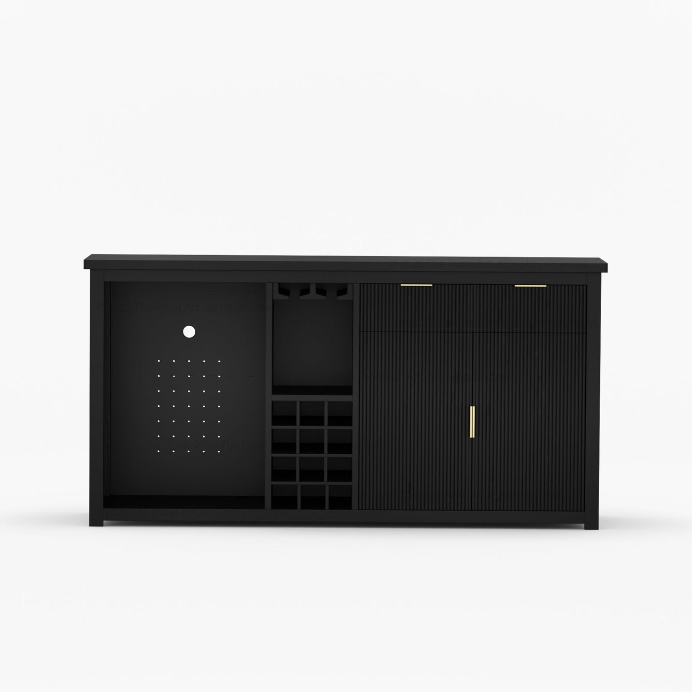 Sonoma Modern Black Bar Cabinet with Mini Fridge Space - detail view 4