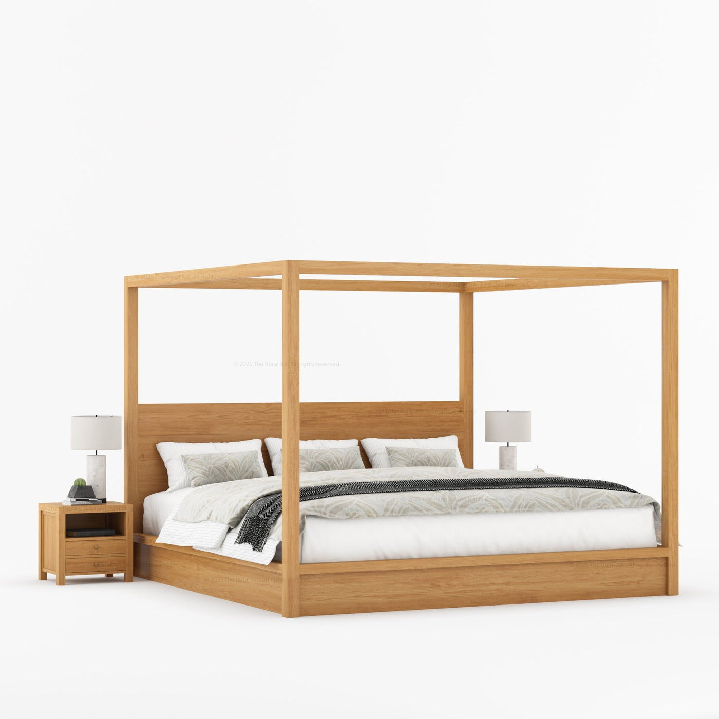 Orlando Solid Wood Canopy Platform Bed with Tall Headboard - detail view 14