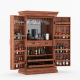 Melinda Solid Wood Bar Cabinet with Storage & Wine Rack