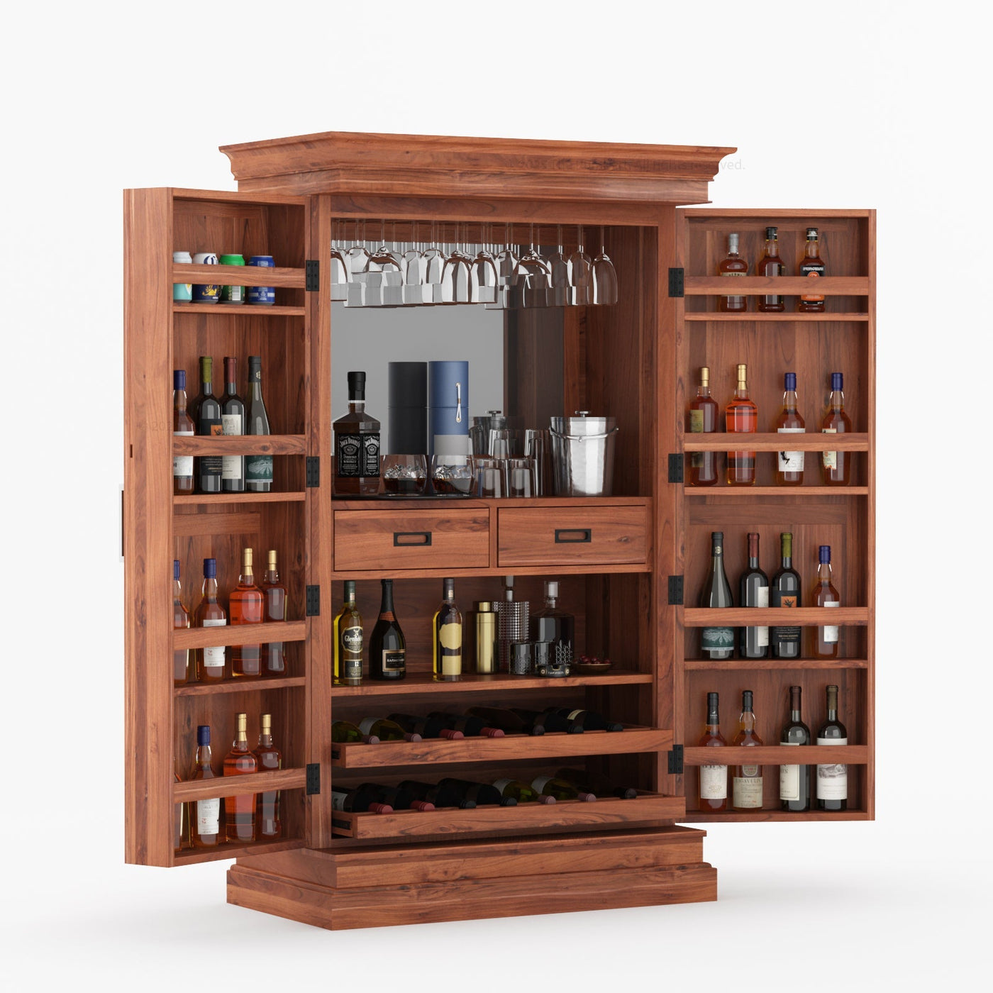 Melinda Solid Wood Bar Cabinet with Storage & Wine Rack - detail view 5
