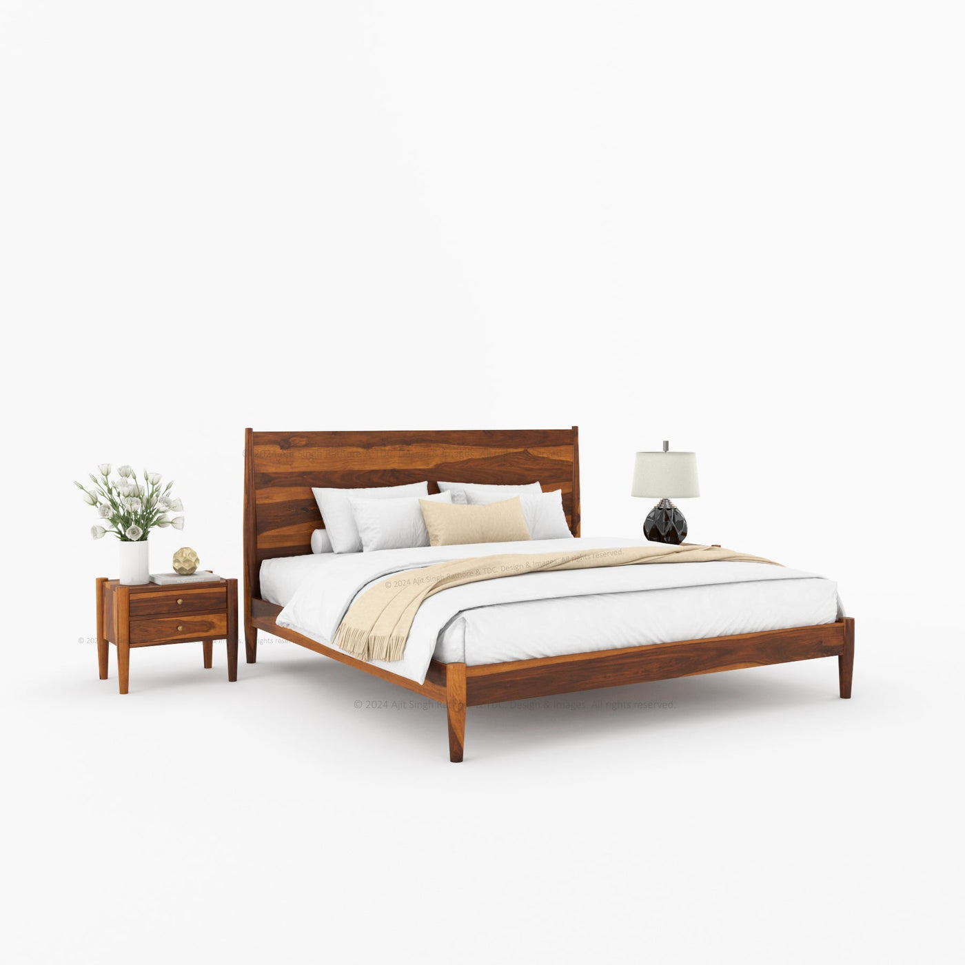 Searcy Solid Wood Platform Bed with Headboard & Slats - detail view 3