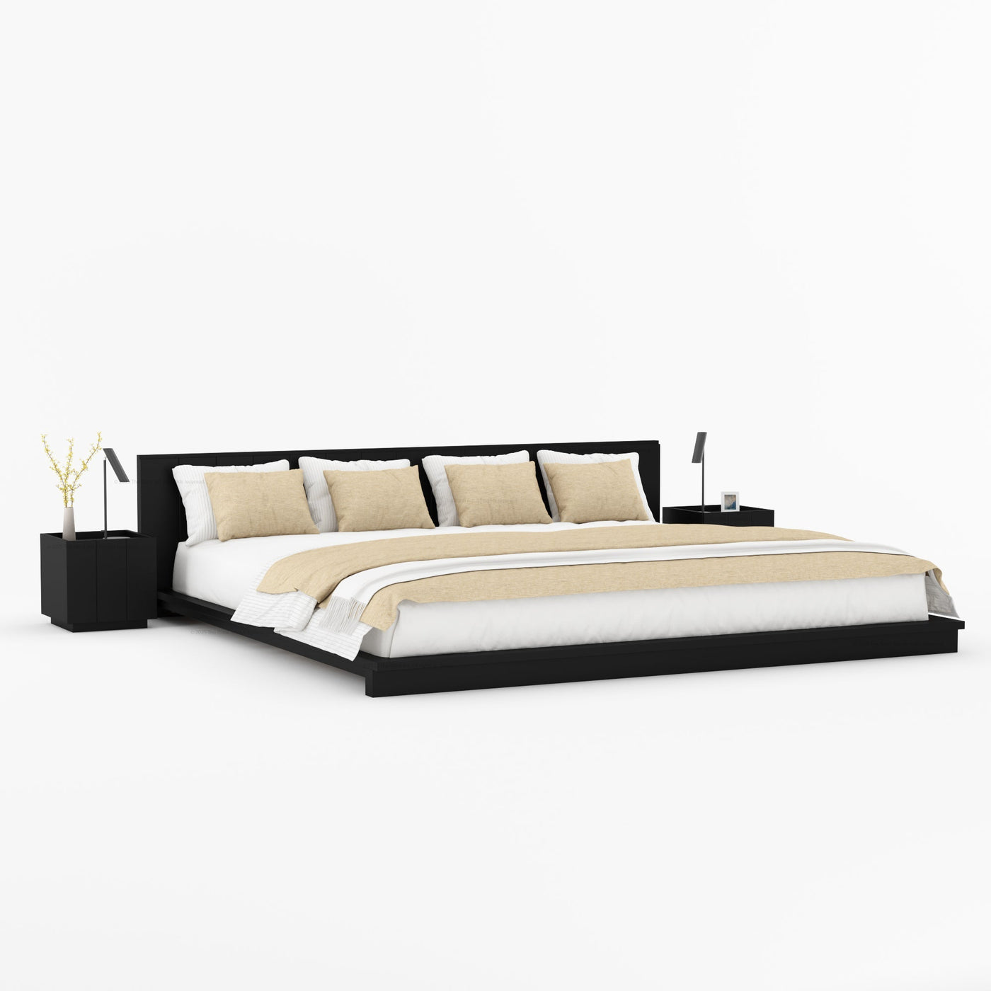 Sierra Vista Teak Wood Platform Bed with Vertical Slat Headboard - detail view 7