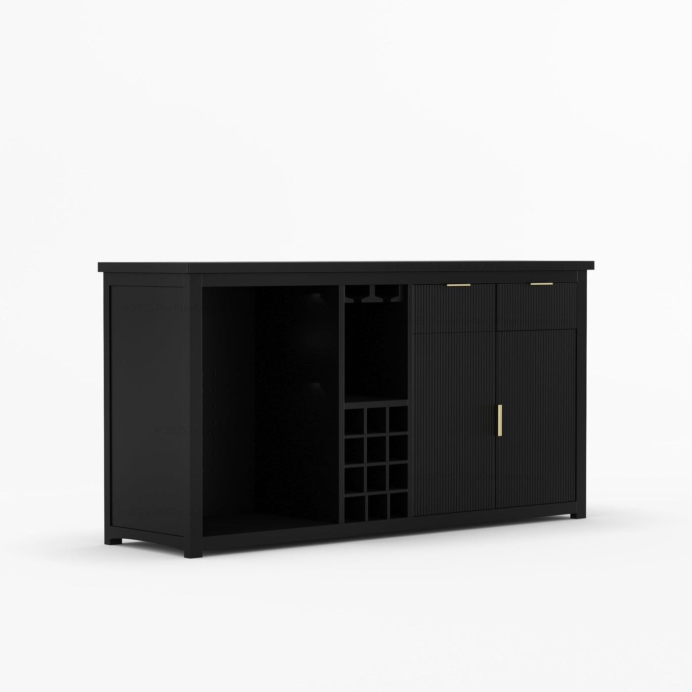 Sonoma Modern Black Bar Cabinet with Mini Fridge Space - detail view 5