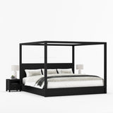 Orlando Solid Wood Canopy Platform Bed with Tall Headboard