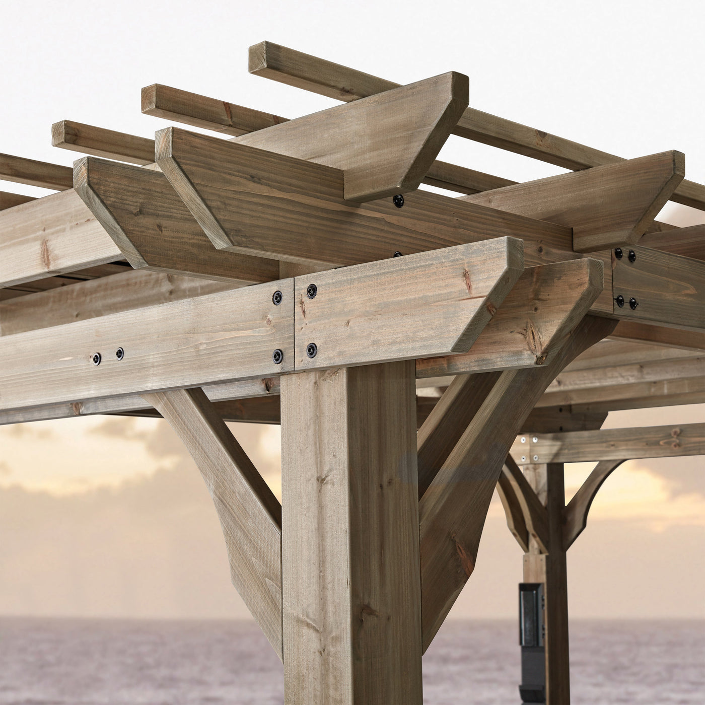 14X10 Somerville Pergola - Barnwood Stain - detail view 5