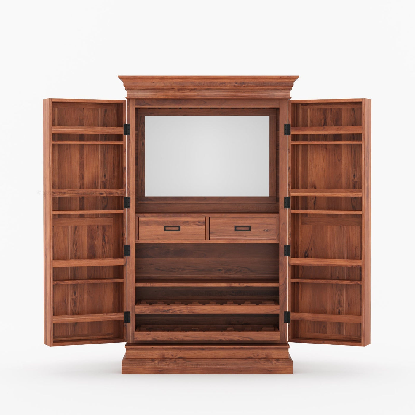 Melinda Solid Wood Bar Cabinet with Storage & Wine Rack - detail view 3