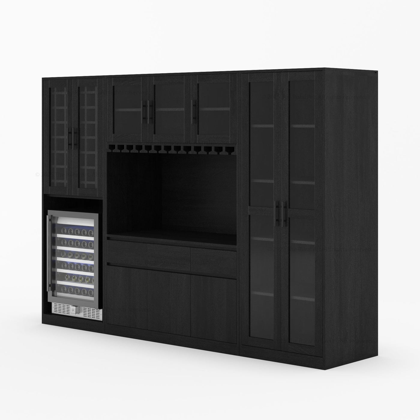 Brooklyn Solid Wood Wine Bar Cabinet with Mini Fridge Space - detail view 4