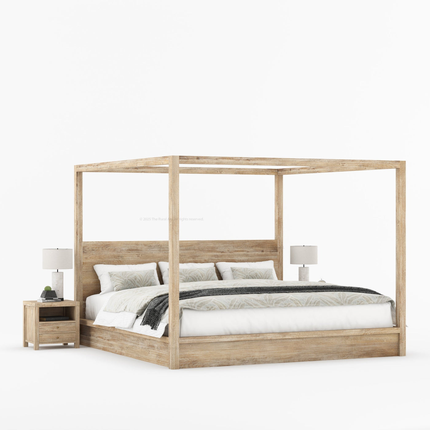 Orlando Solid Wood Canopy Platform Bed with Tall Headboard - detail view 16