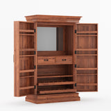 Melinda Solid Wood Bar Cabinet with Storage & Wine Rack