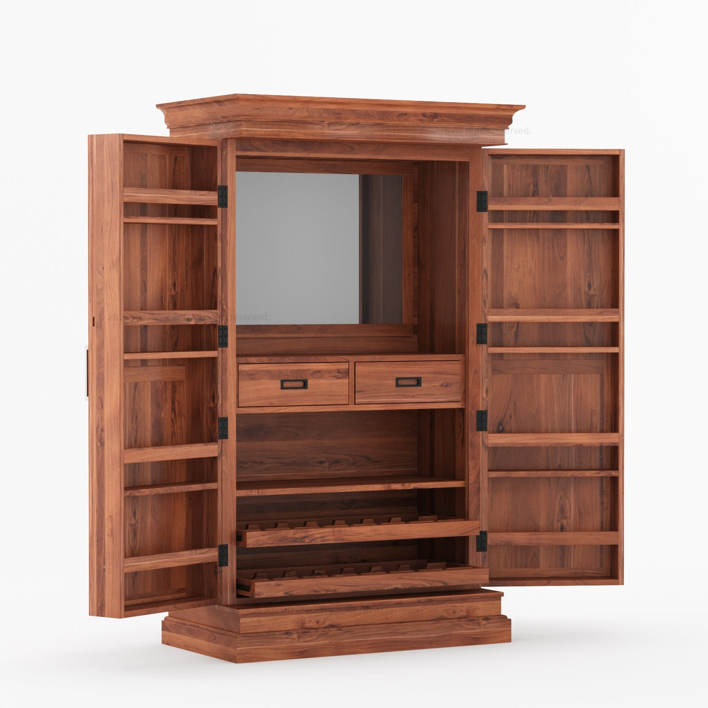 Melinda Solid Wood Bar Cabinet with Storage & Wine Rack - detail view 6