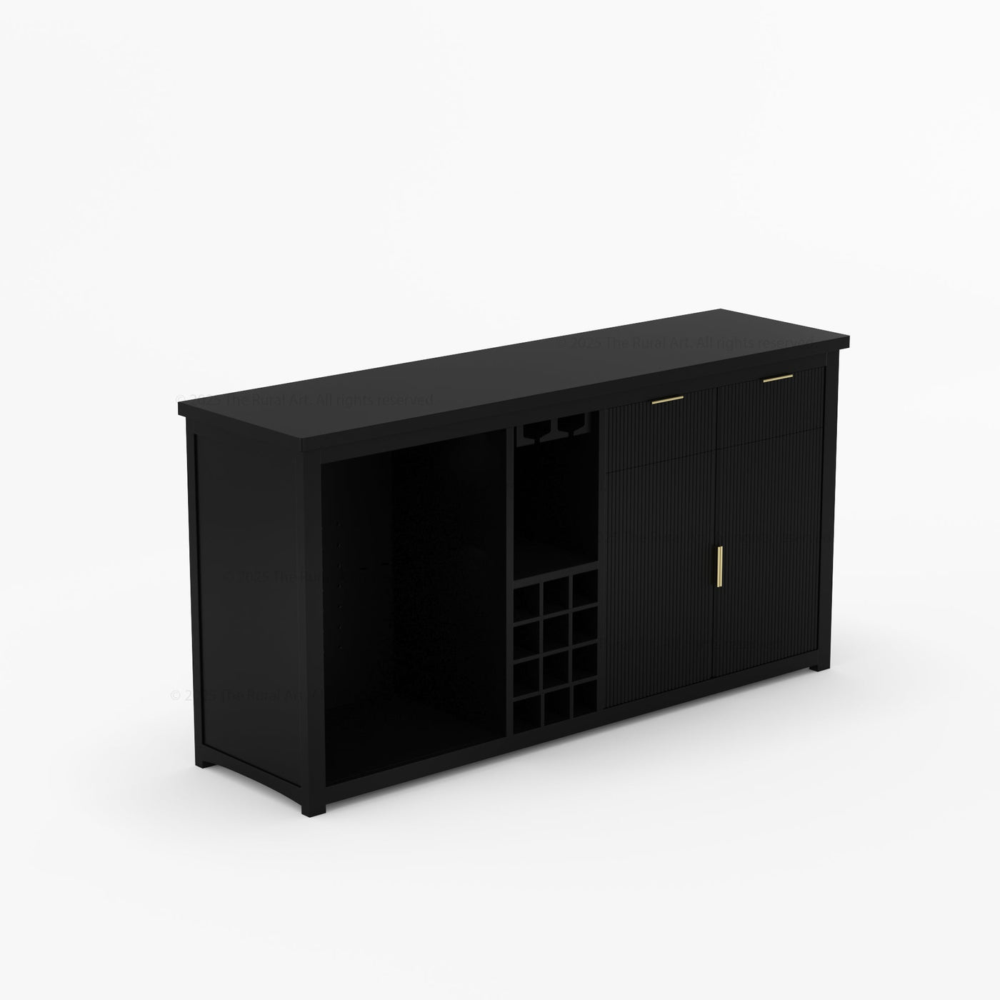 Sonoma Modern Black Bar Cabinet with Mini Fridge Space - detail view 6
