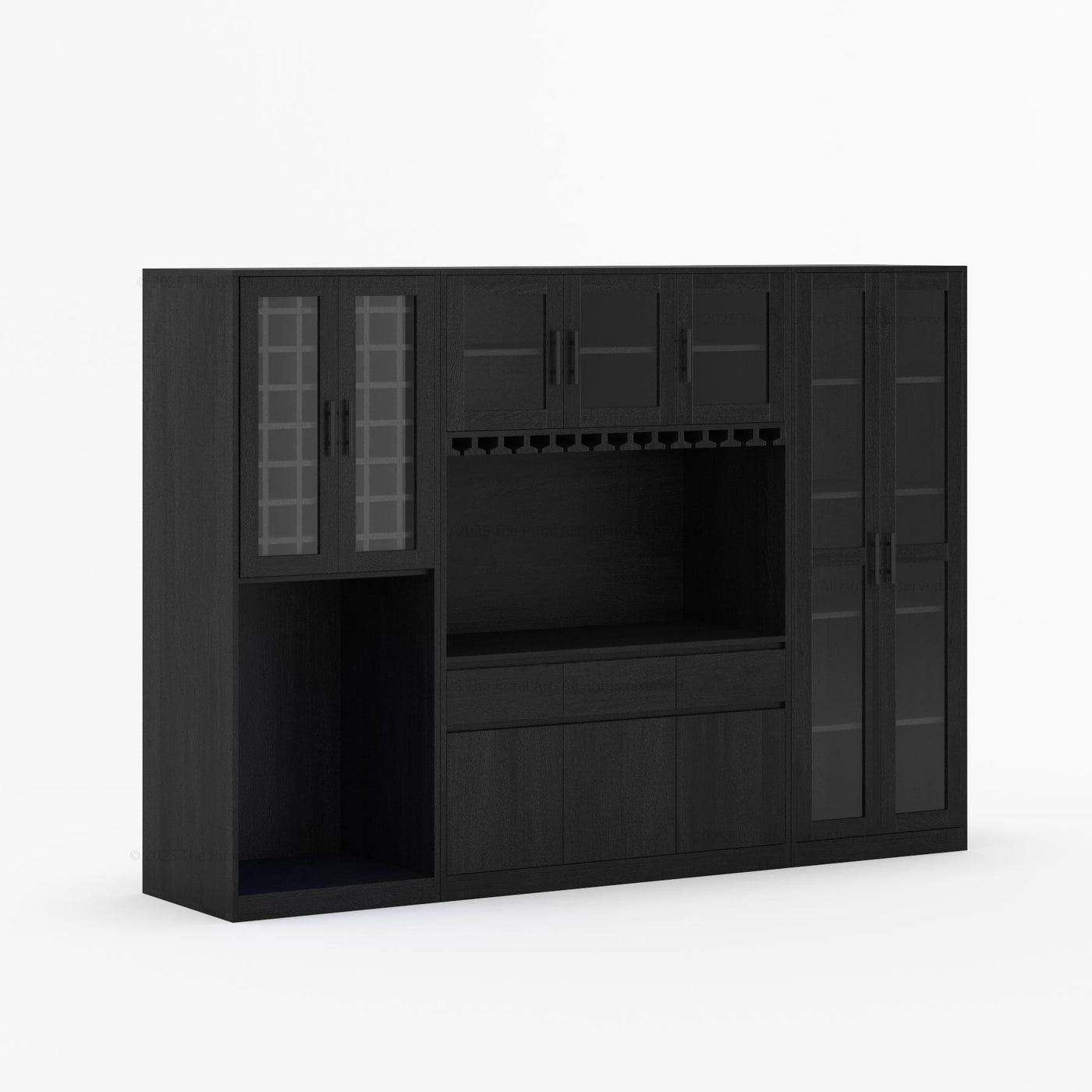 Brooklyn Solid Wood Wine Bar Cabinet with Mini Fridge Space - detail view 5