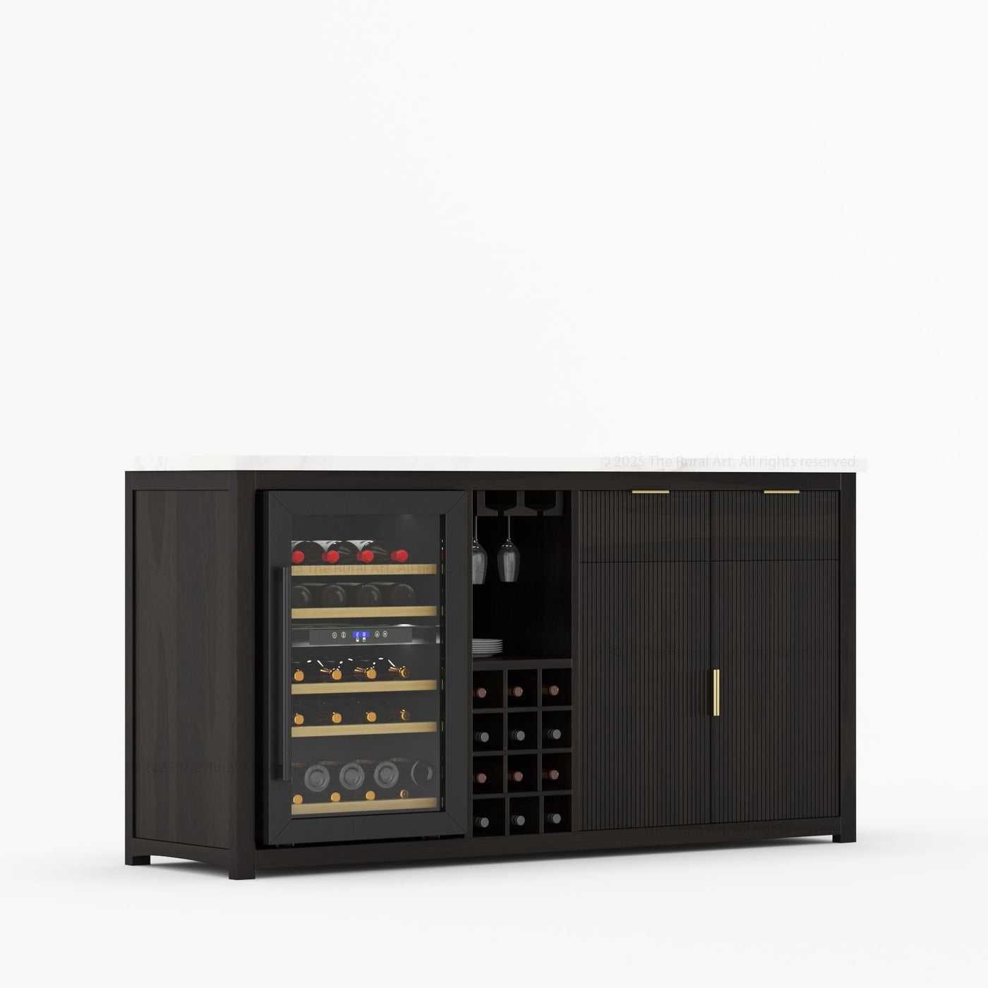 Sonoma Modern Black Bar Cabinet with Mini Fridge Space - detail view 30