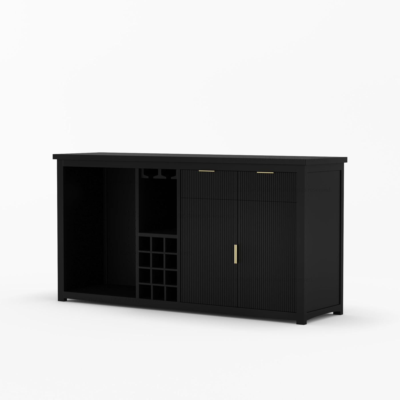 Sonoma Modern Black Bar Cabinet with Mini Fridge Space - detail view 7