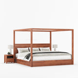 Orlando Solid Wood Canopy Platform Bed with Tall Headboard
