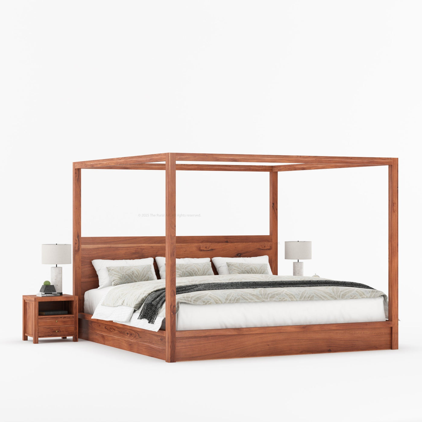 Orlando Solid Wood Canopy Platform Bed with Tall Headboard - detail view 17