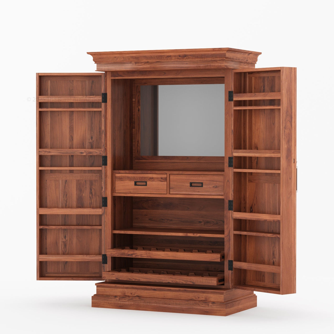 Melinda Solid Wood Bar Cabinet with Storage & Wine Rack - detail view 7