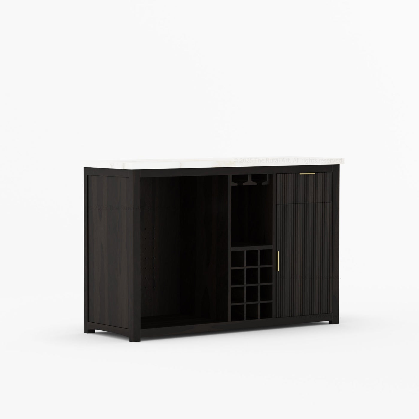 Sonoma Modern Black Bar Cabinet with Mini Fridge Space - detail view 33