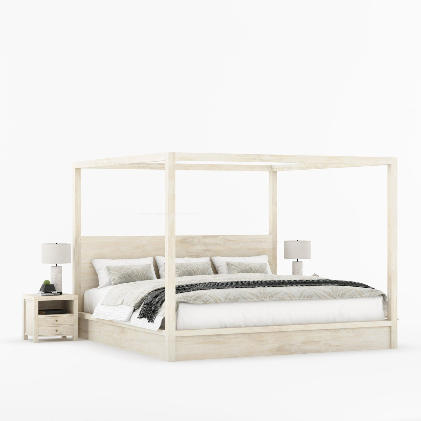 Orlando Solid Wood Canopy Platform Bed with Tall Headboard - detail view 18