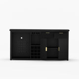 Sonoma Modern Black Bar Cabinet with Mini Fridge Space