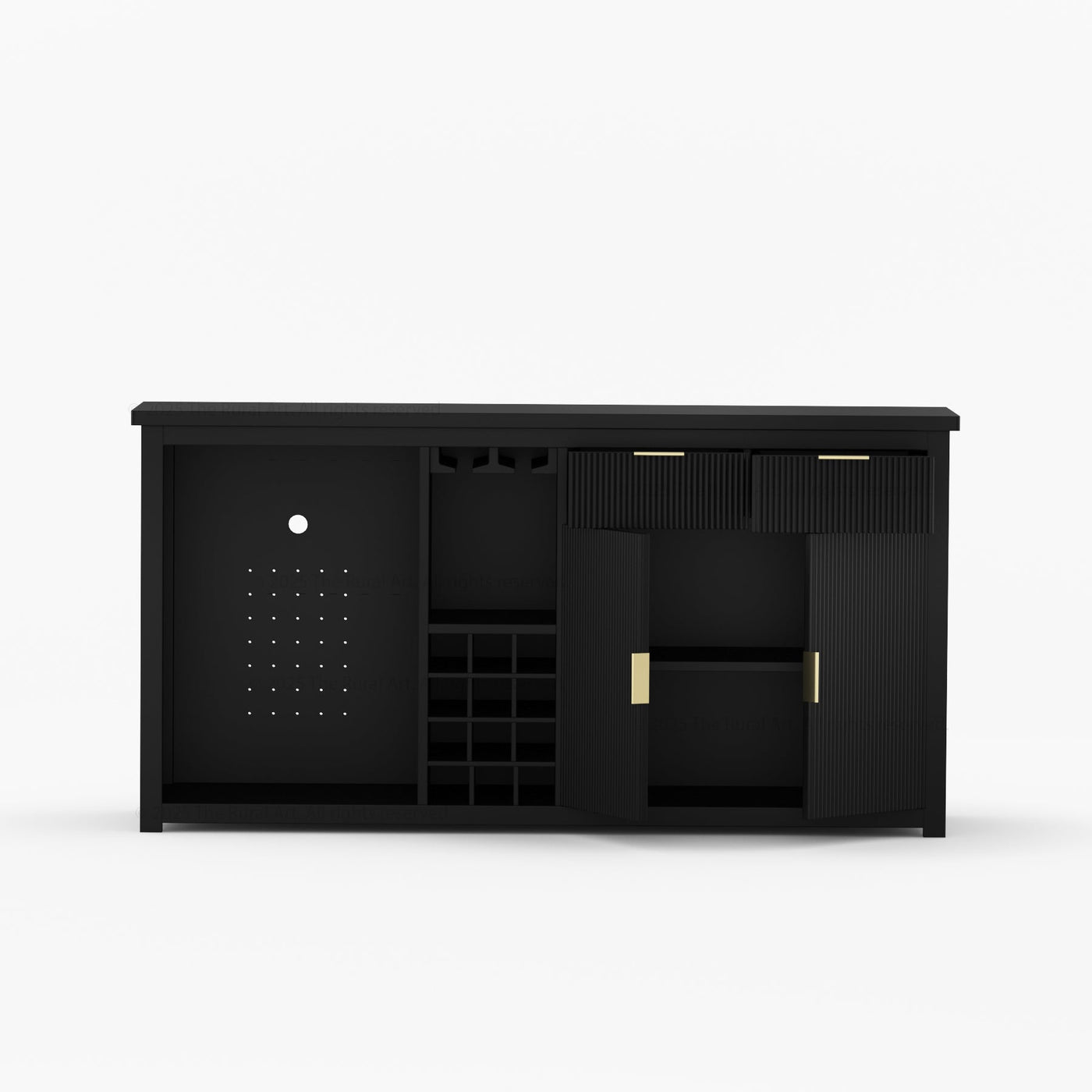 Sonoma Modern Black Bar Cabinet with Mini Fridge Space - detail view 8