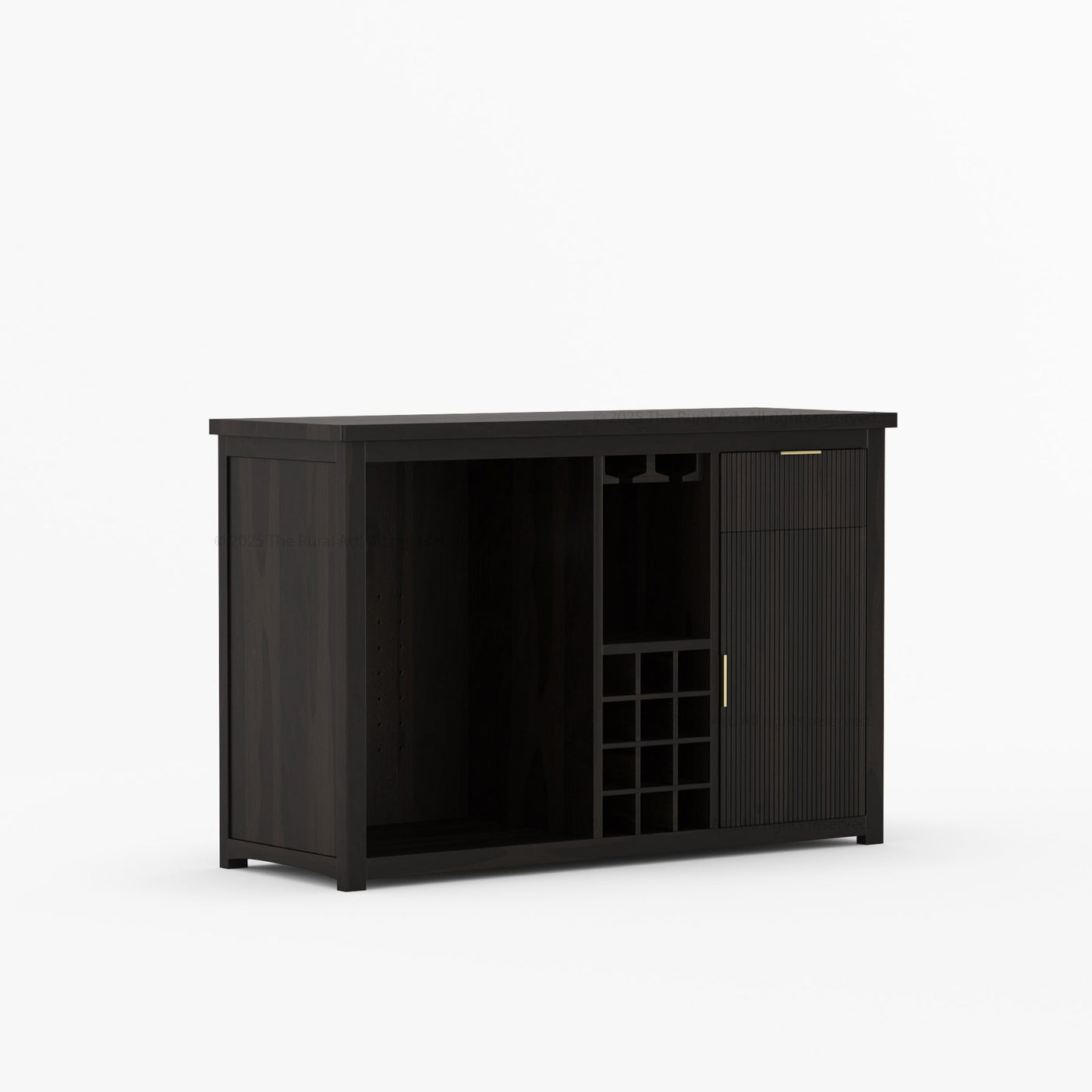 Sonoma Modern Black Bar Cabinet with Mini Fridge Space - detail view 34