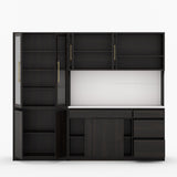 Girtin Solid Wood Wine & Coffee Bar Hutch with White Quartz Countertop - 99” Width