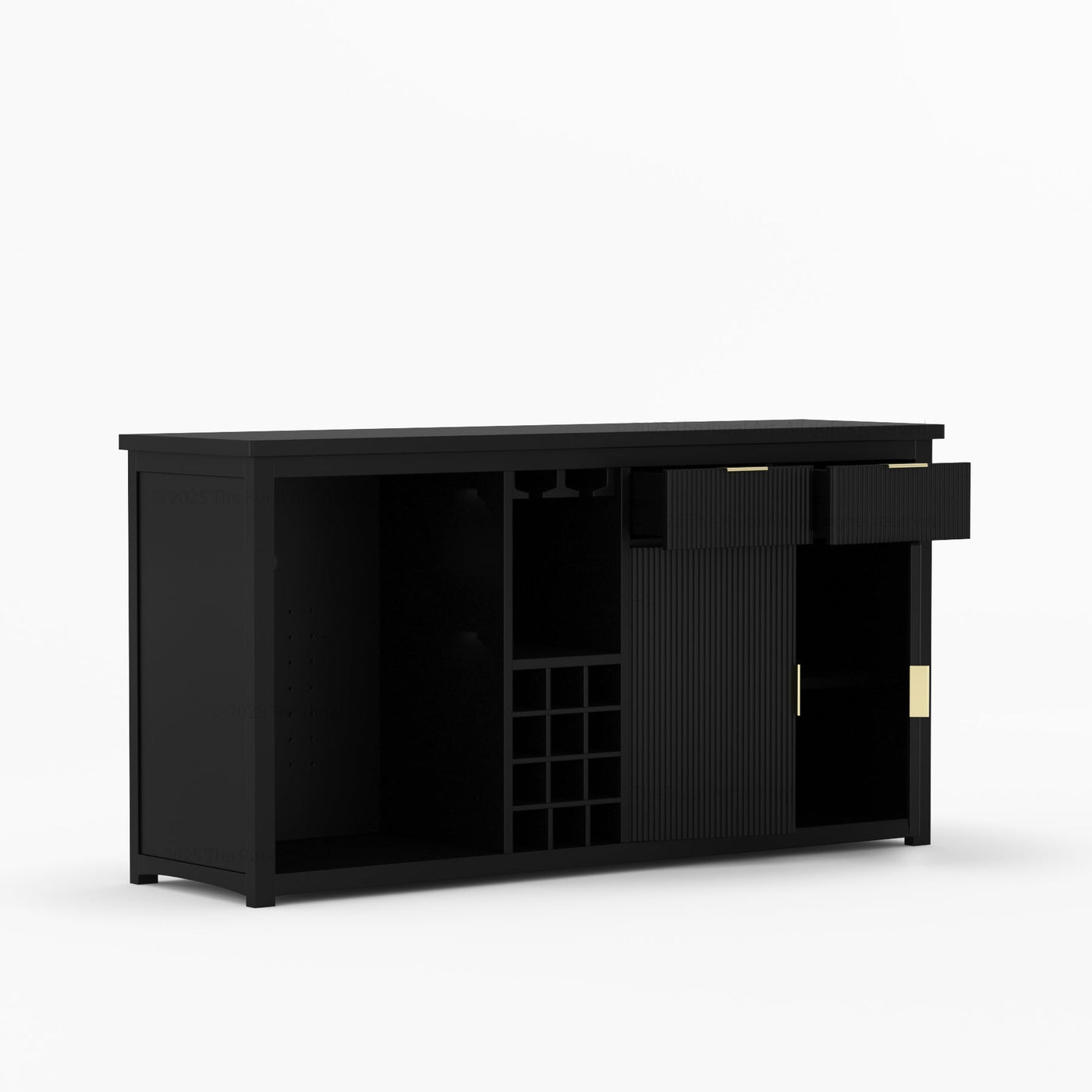 Sonoma Modern Black Bar Cabinet with Mini Fridge Space - detail view 9