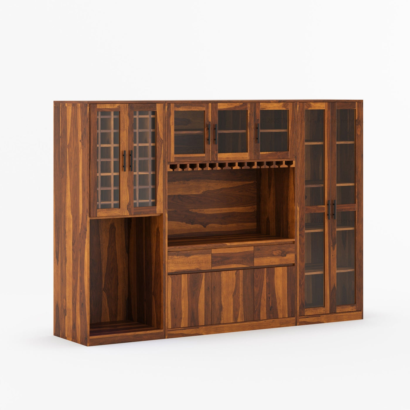 Brooklyn Solid Wood Wine Bar Cabinet with Mini Fridge Space - detail view 7