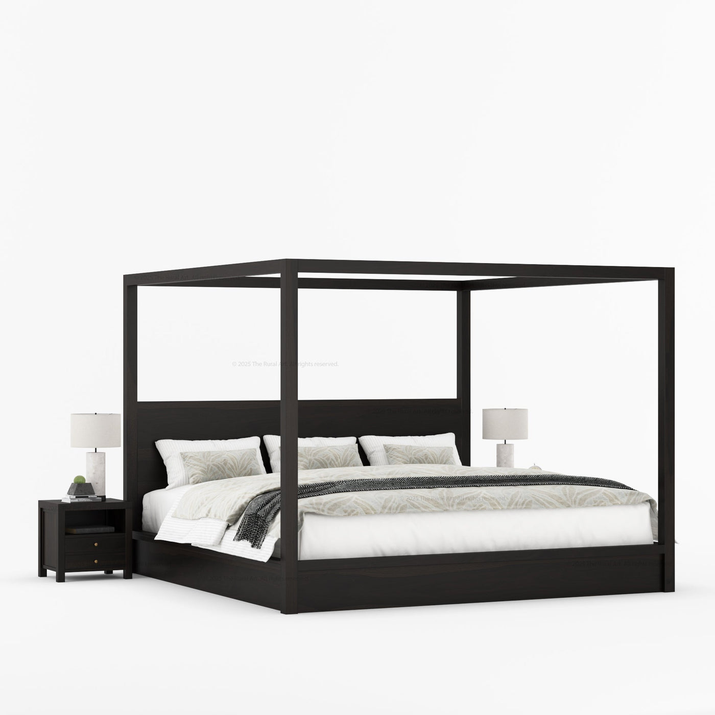 Orlando Solid Wood Canopy Platform Bed with Tall Headboard - detail view 19