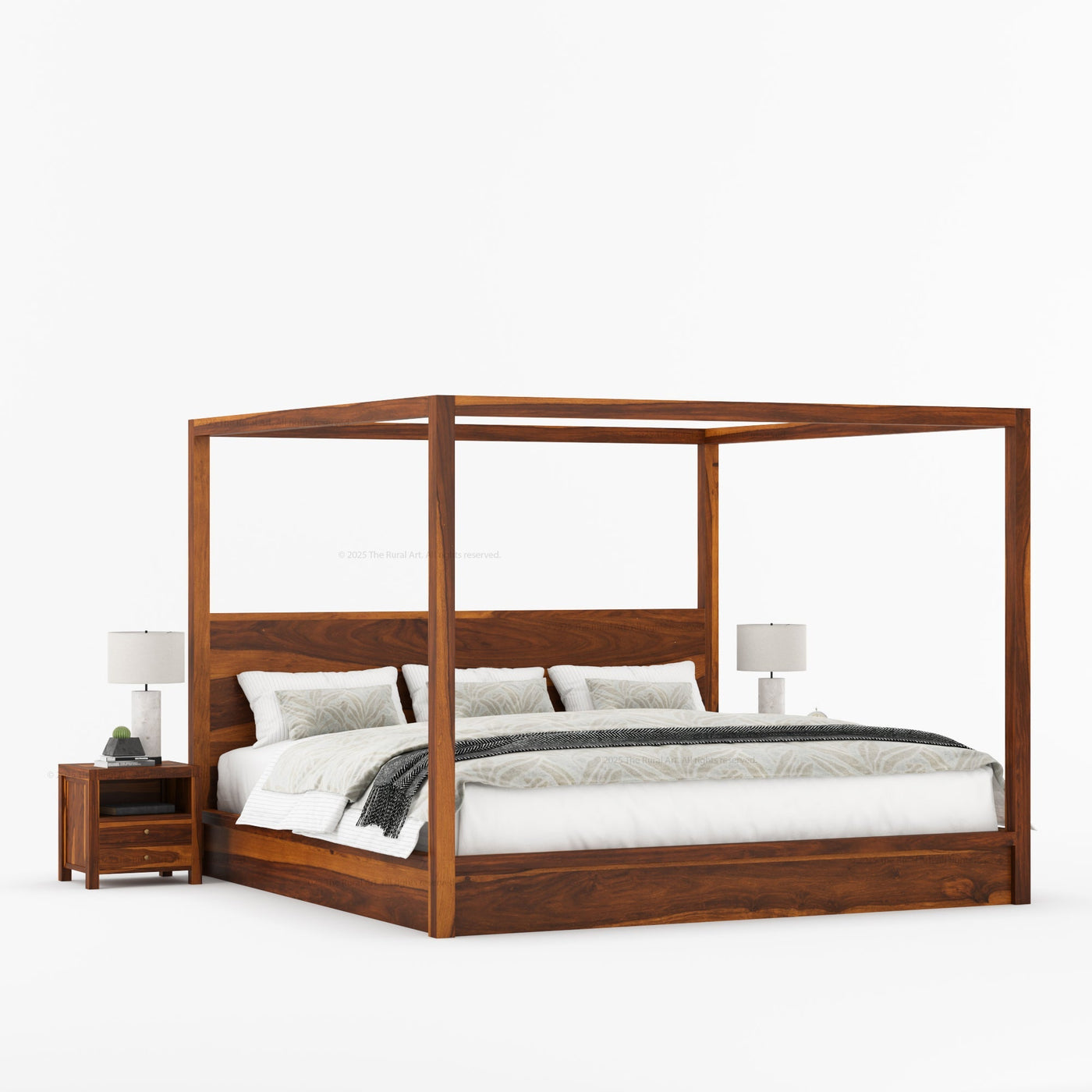 Orlando Solid Wood Canopy Platform Bed with Tall Headboard - detail view 20