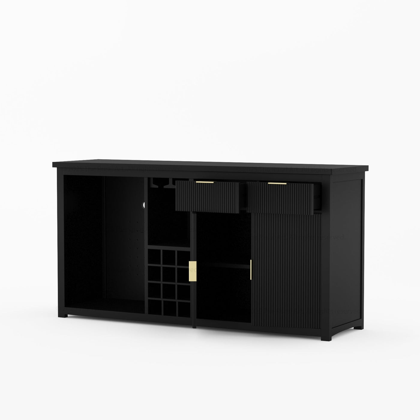 Sonoma Modern Black Bar Cabinet with Mini Fridge Space - detail view 10