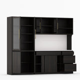 Girtin Solid Wood Wine & Coffee Bar Hutch with White Quartz Countertop - 99” Width