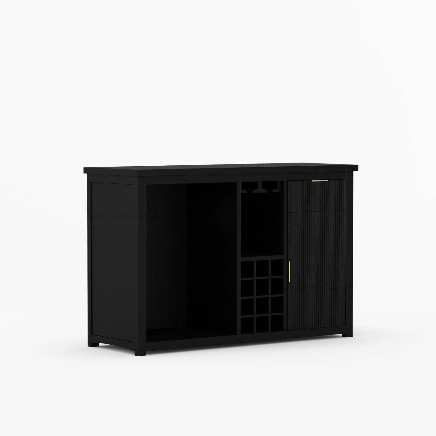 Sonoma Modern Black Bar Cabinet with Mini Fridge Space - detail view 35