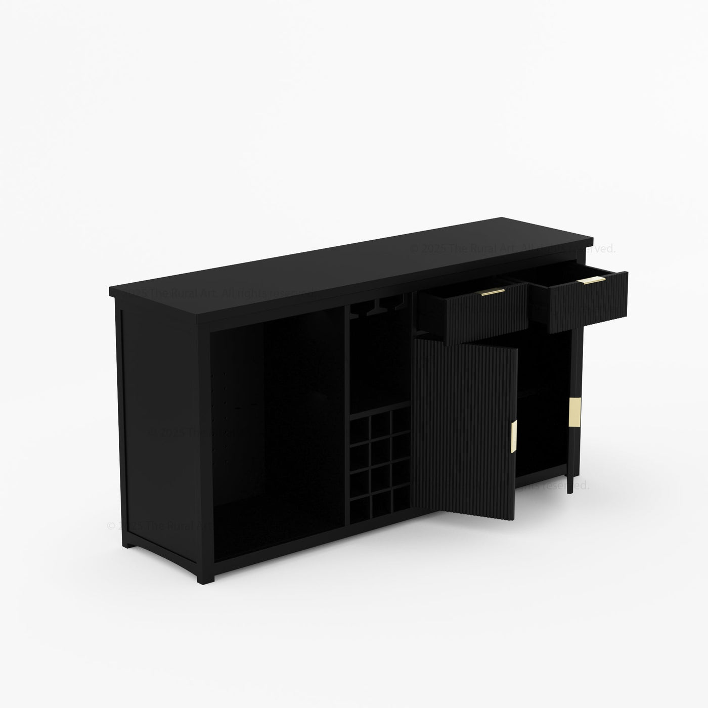 Sonoma Modern Black Bar Cabinet with Mini Fridge Space - detail view 11